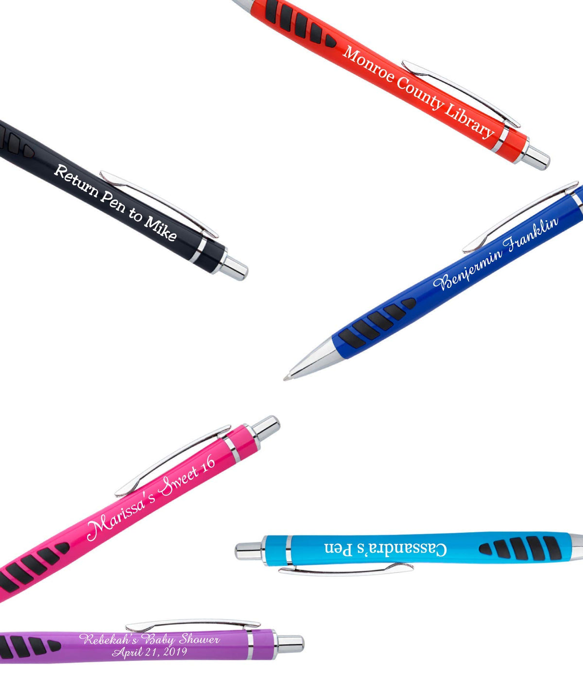 ExpressDesigns™ - Your Name or Imprint on our Custom Printed Addison Ballpoint Pen - Rubber Grip