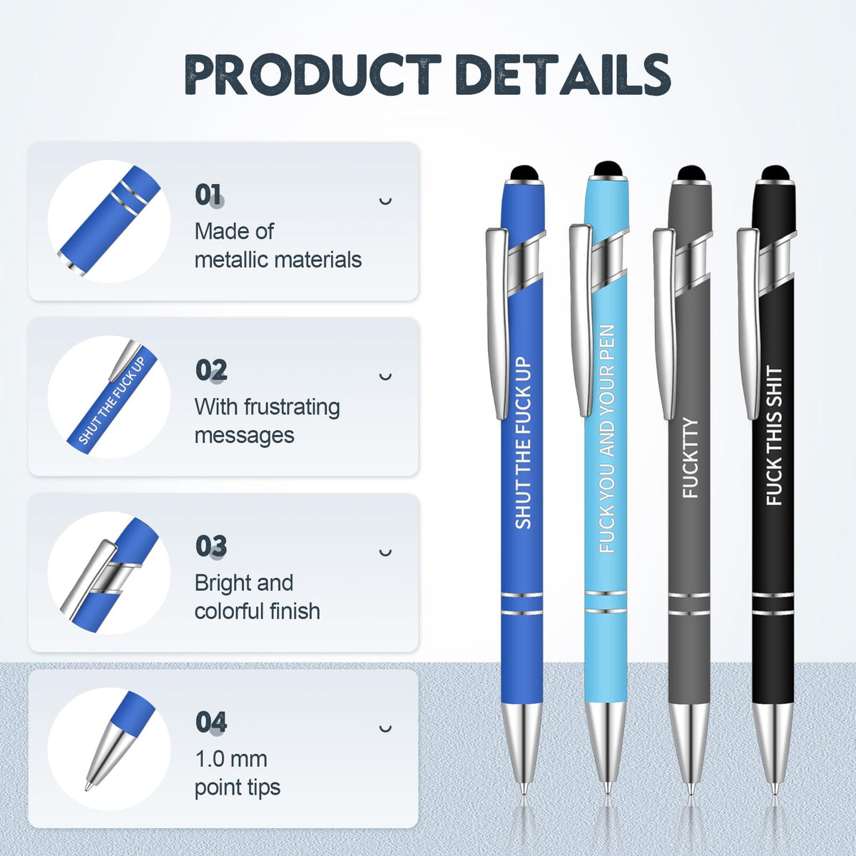 Teling 40 Pcs Snarky Office Funny Ballpoint Pens Motivational Rude Quotes