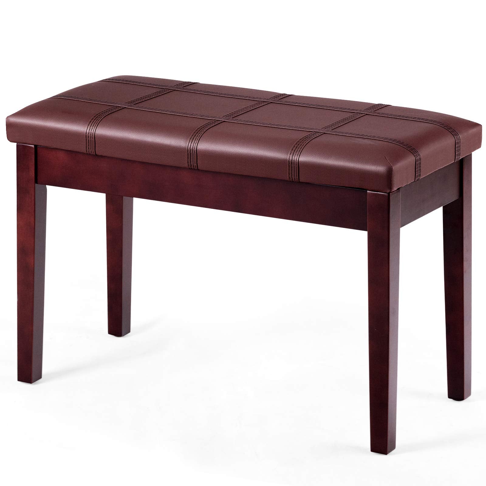 GOFLAME Piano Bench with Padded Cushion and Music Storage, Comfortable Double Duet Seat with PU