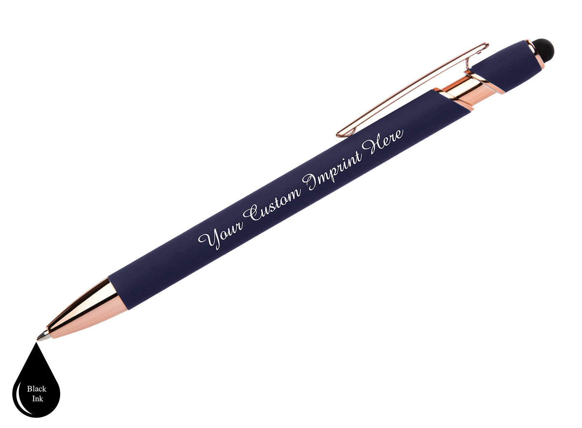 ExpressDesigns™ - Personalized Pens Gift Set - 2 Pack of Rose Gold Soft Touch Metal Pens w/gift box