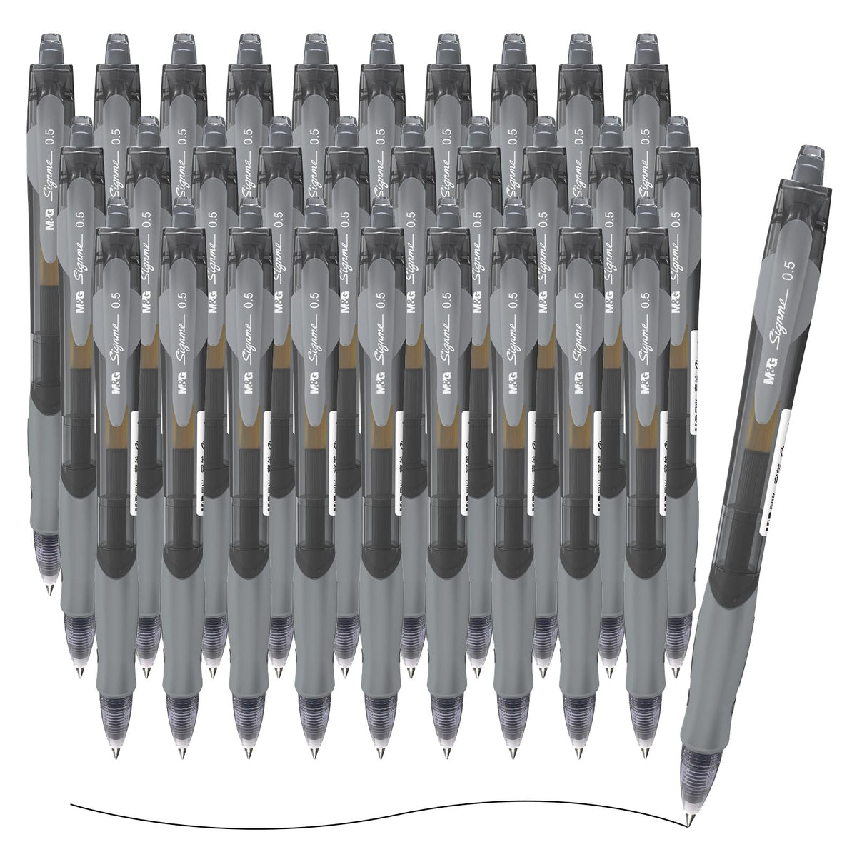 M&G 30 Pack Black Gel Ink Pens, Large Capacity, Quick Dry