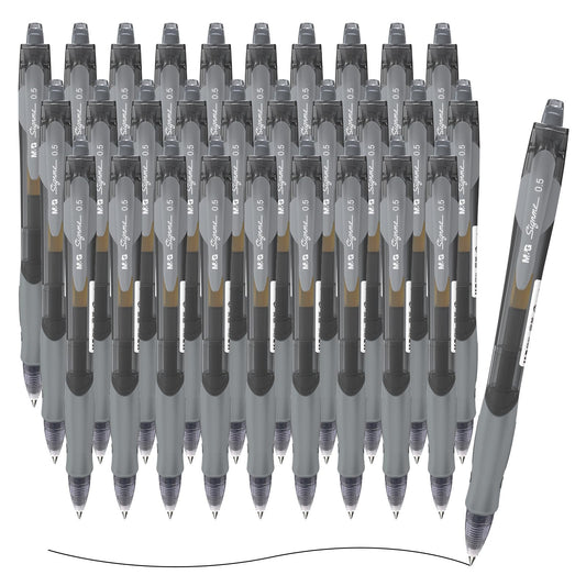 M&G 30 Pack Black Gel Ink Pens, Large Capacity, Quick Dry