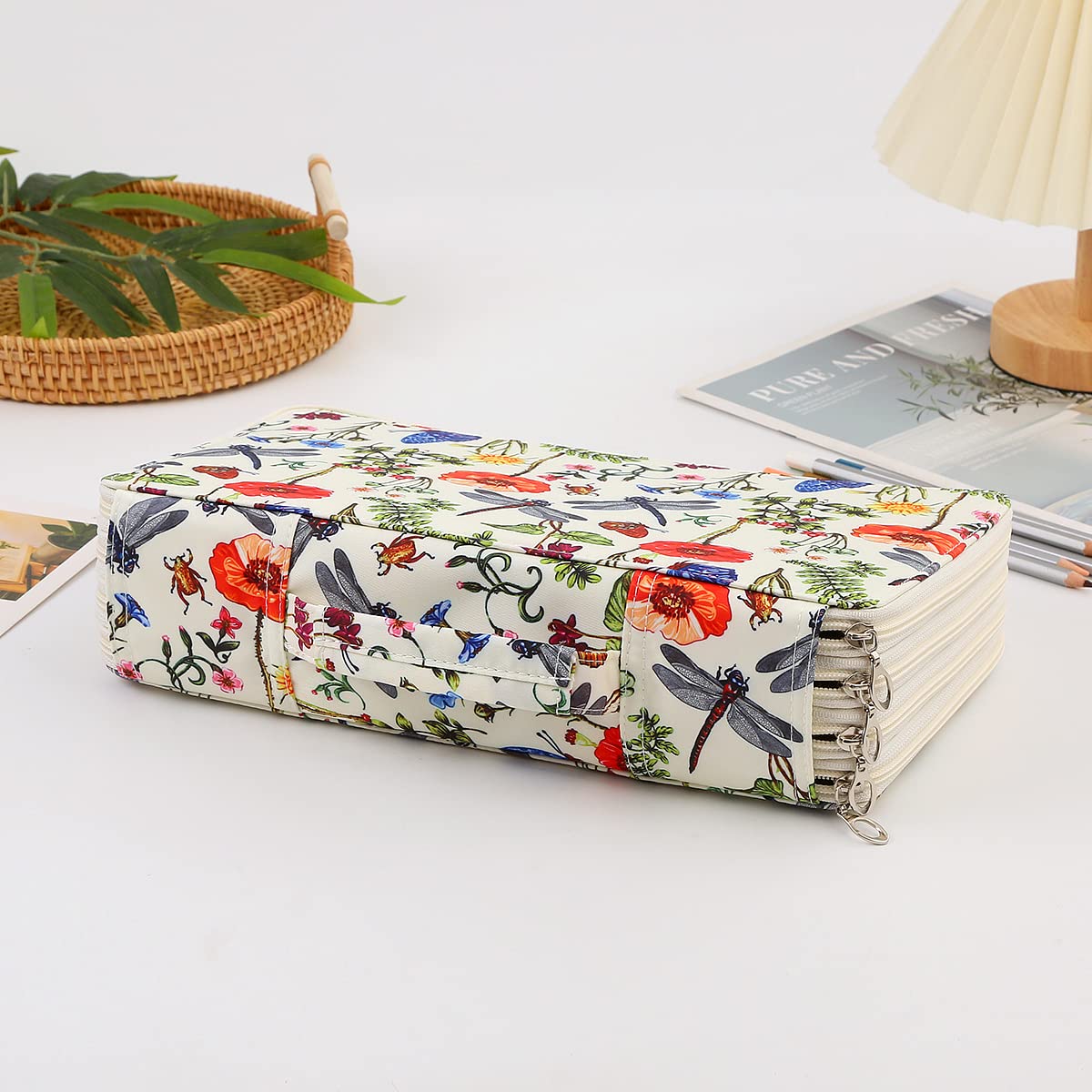 Lbxgap 300 Individual-Slots Pencil Case 4-Layer Zipped Holder w/Handle