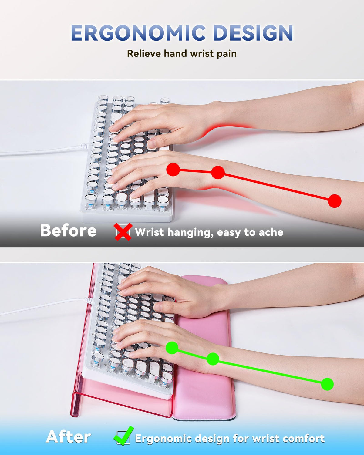 Laborio Computer Keyboard Wrist Rest, Keyboard Riser Stand for Desktop