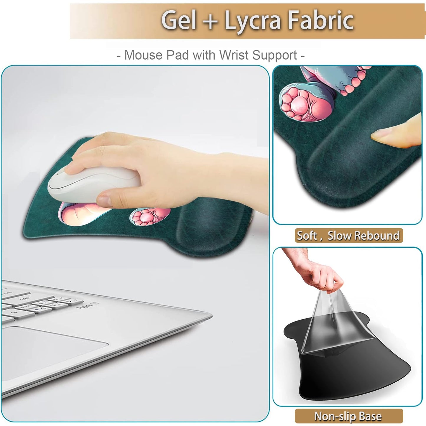 Keyboard Wrist Rest and Mouse Pad Wrist Support Set, Ergonomic Gel Mouse Pad Wrist Rest with