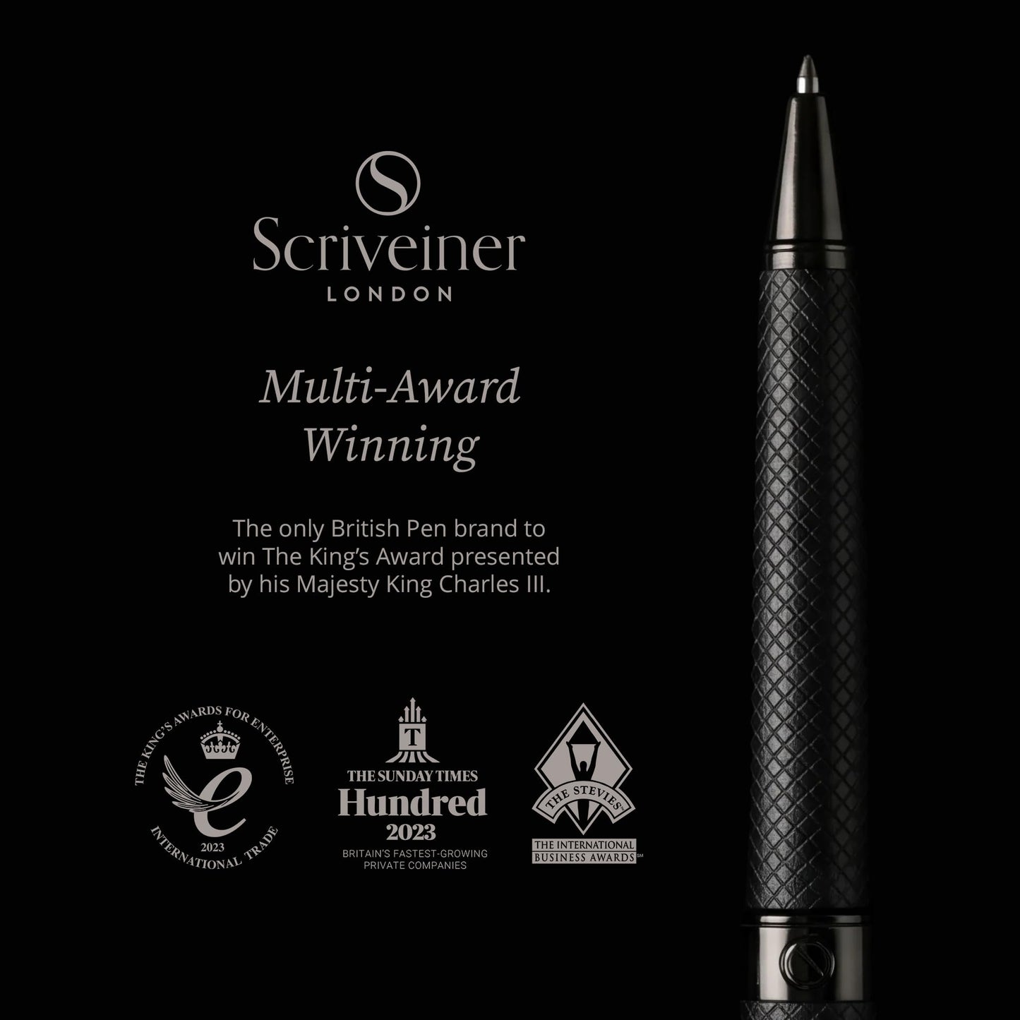 Scriveiner All Black Ballpoint Pen -Stunning Luxury All Metal Matt Black Pen, Schmidt Black Refill