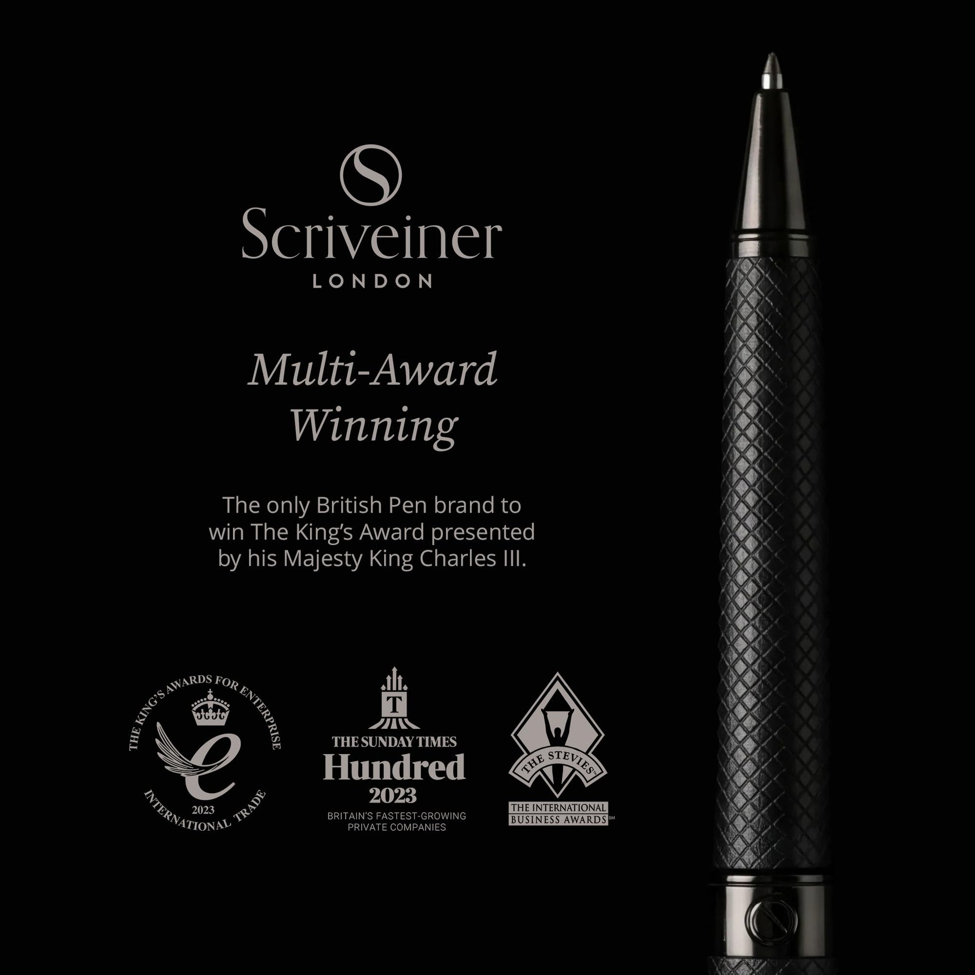 Scriveiner All Black Ballpoint Pen -Stunning Luxury All Metal Matt Black Pen, Schmidt Black Refill