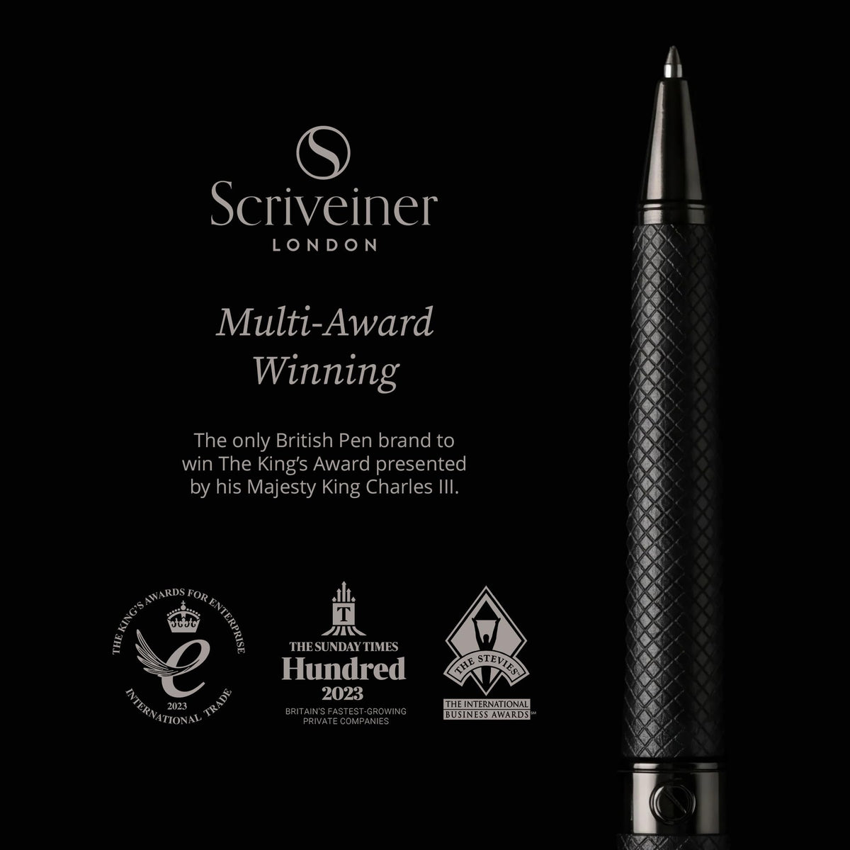 Scriveiner All Black Ballpoint Pen -Stunning Luxury All Metal Matt Black Pen, Schmidt Black Refill