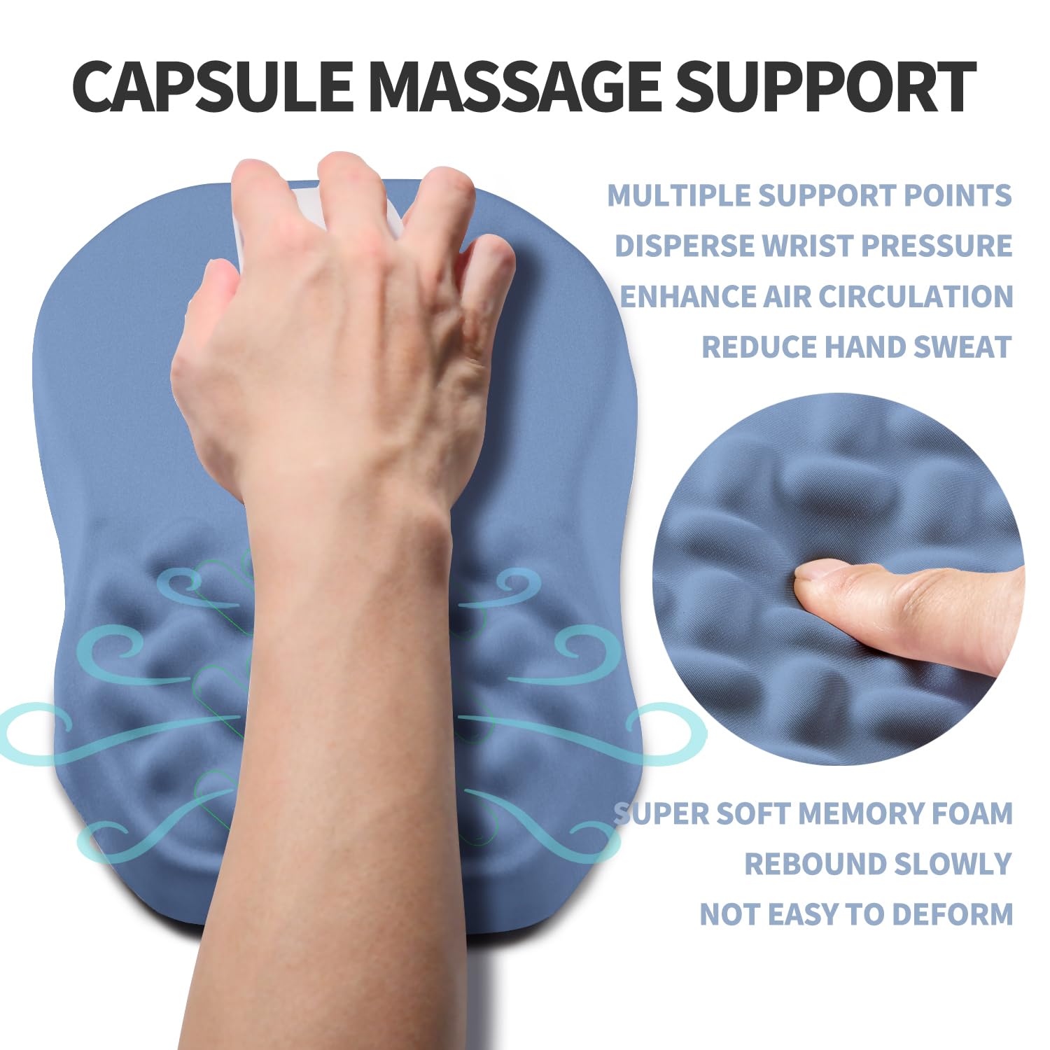 Gleamtide Ergonomic Raised Mouse Pad Wrist Support with Bilateral Slope Memory Foam Mousepad for