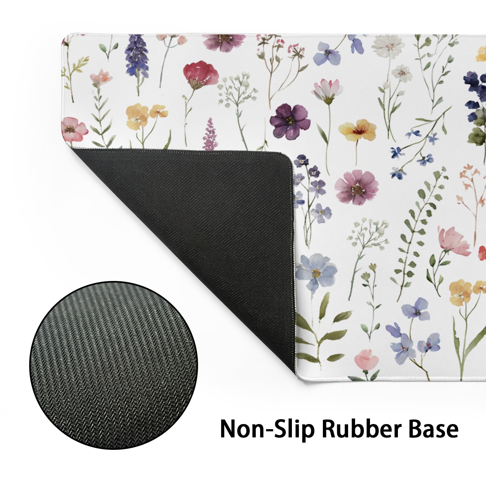 Floral Desk Mat Large Extend Mouse Pad XL Beige Boho Desk Pad 31.5x11.8 Inch Cute Minimalist
