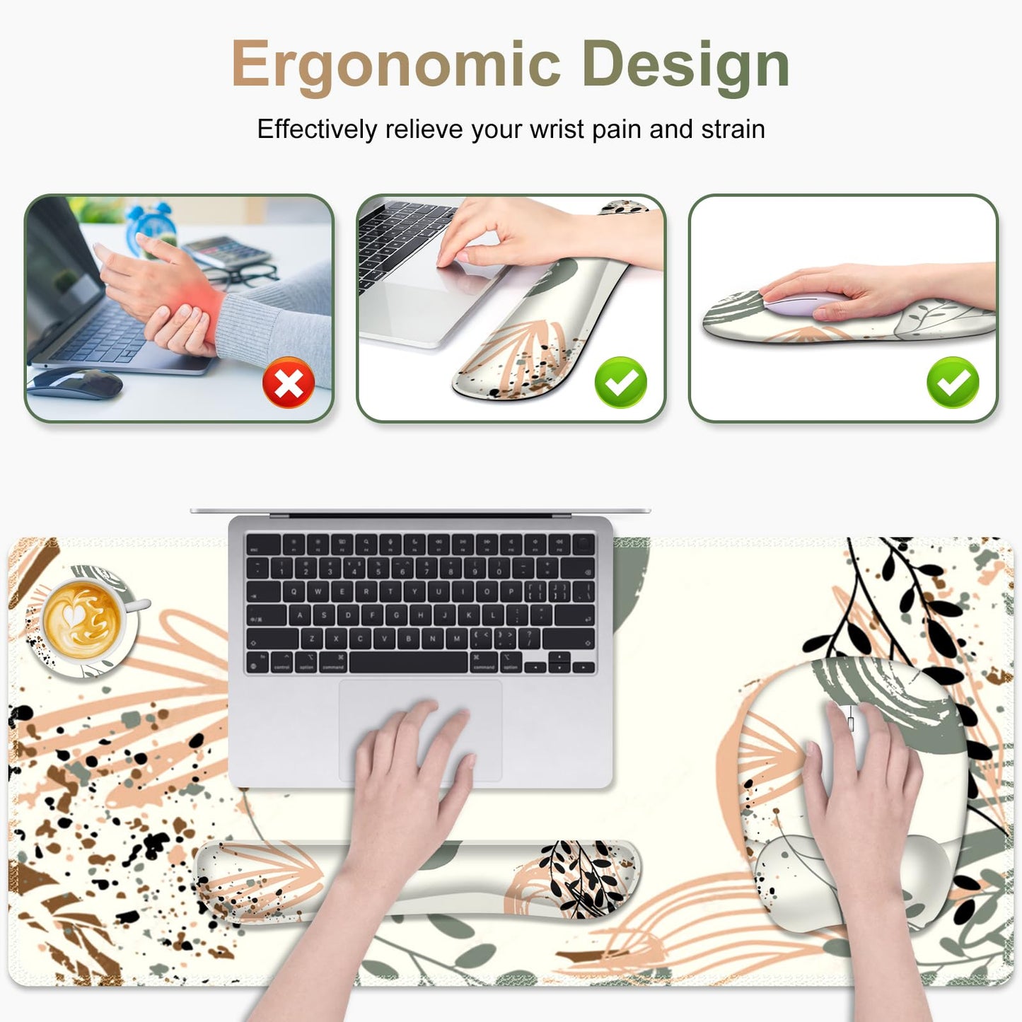 NXZGO Large Mouse Pad with Wrist Support 4 in1 Set, XXL Big Game Mousepad + Keyboard Wrist