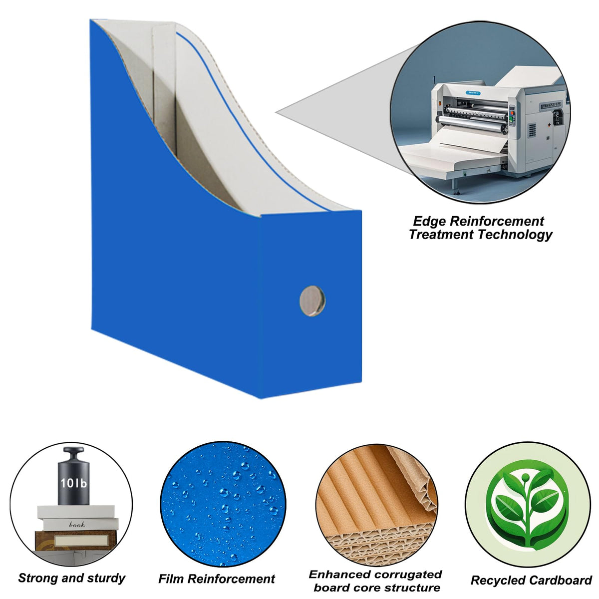 Limitliho 24 Pack Six color Cardboard Magazine Holder for Desk or Shelves