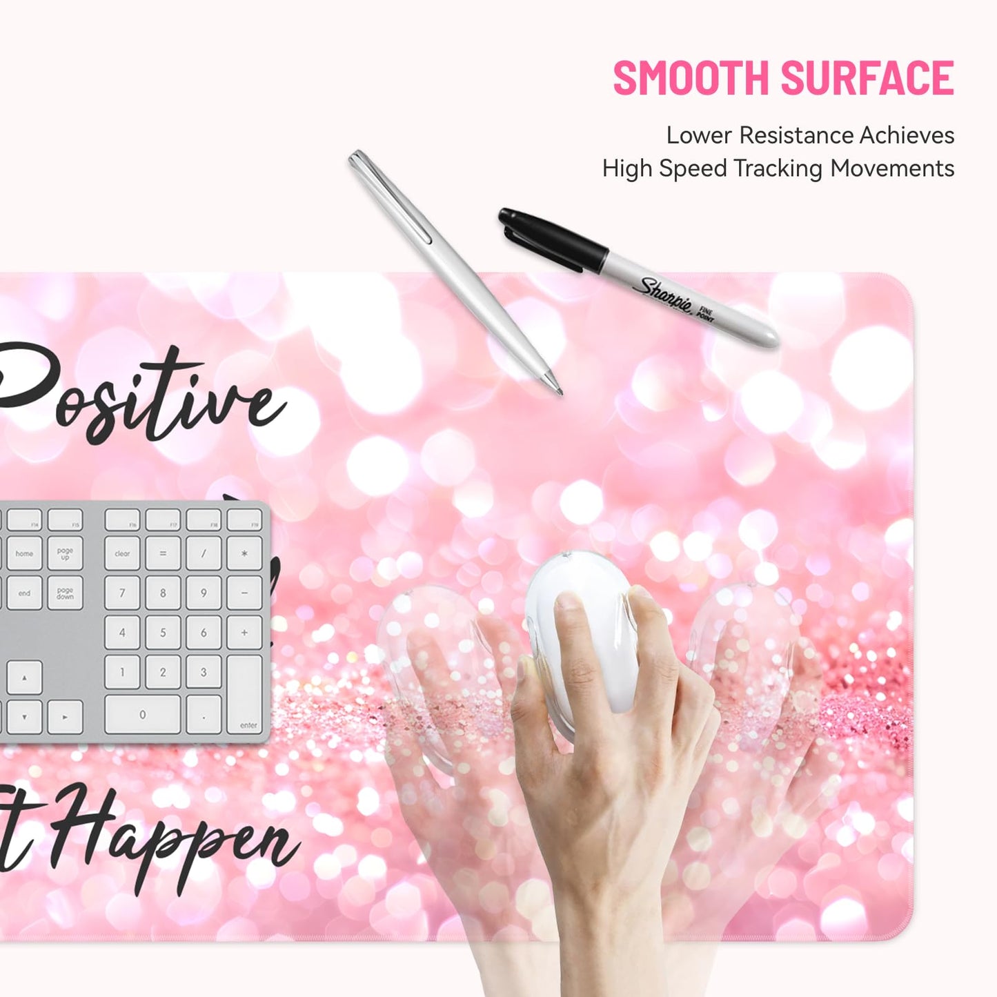 Stanoha Cute Desk Mat for Keyboard Desktop Extra Large Mouse Pad, Quotes