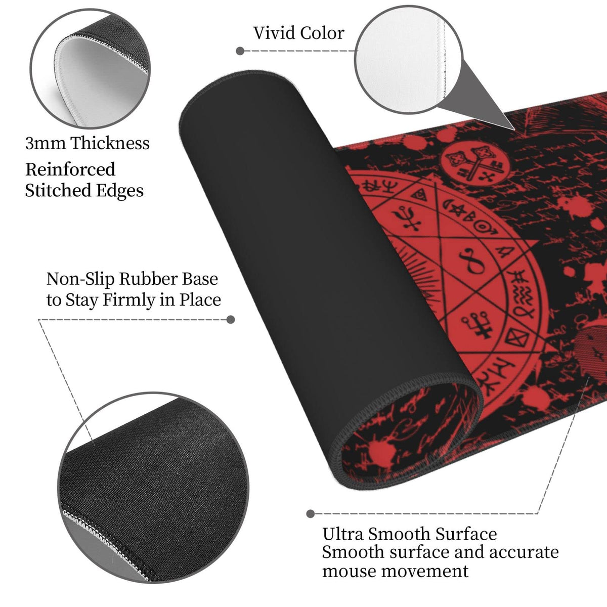 Vintage Mystic Goth Witchy Mouse Pad Extended Large Gaming Mouse Pad XL Oversized Desk Pad Stitched