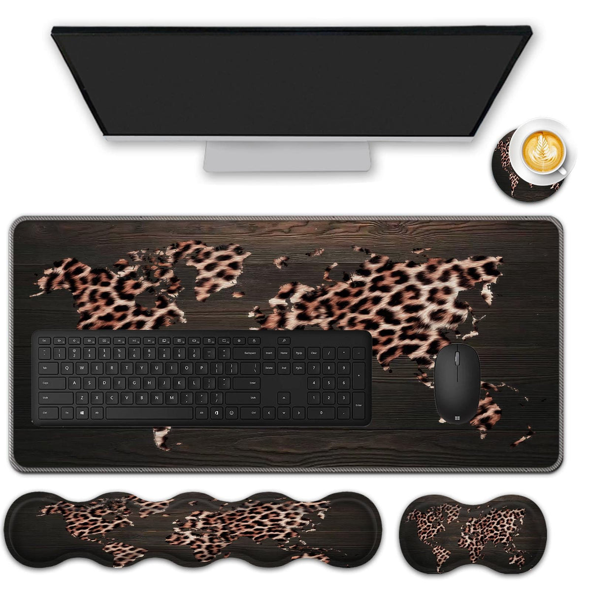 FGDRFGRW Mouse Pad Set,(31.5×11.8 in) Desk Pad + Keyboard Wrist Rest Support + Mouse Wrist Rest +