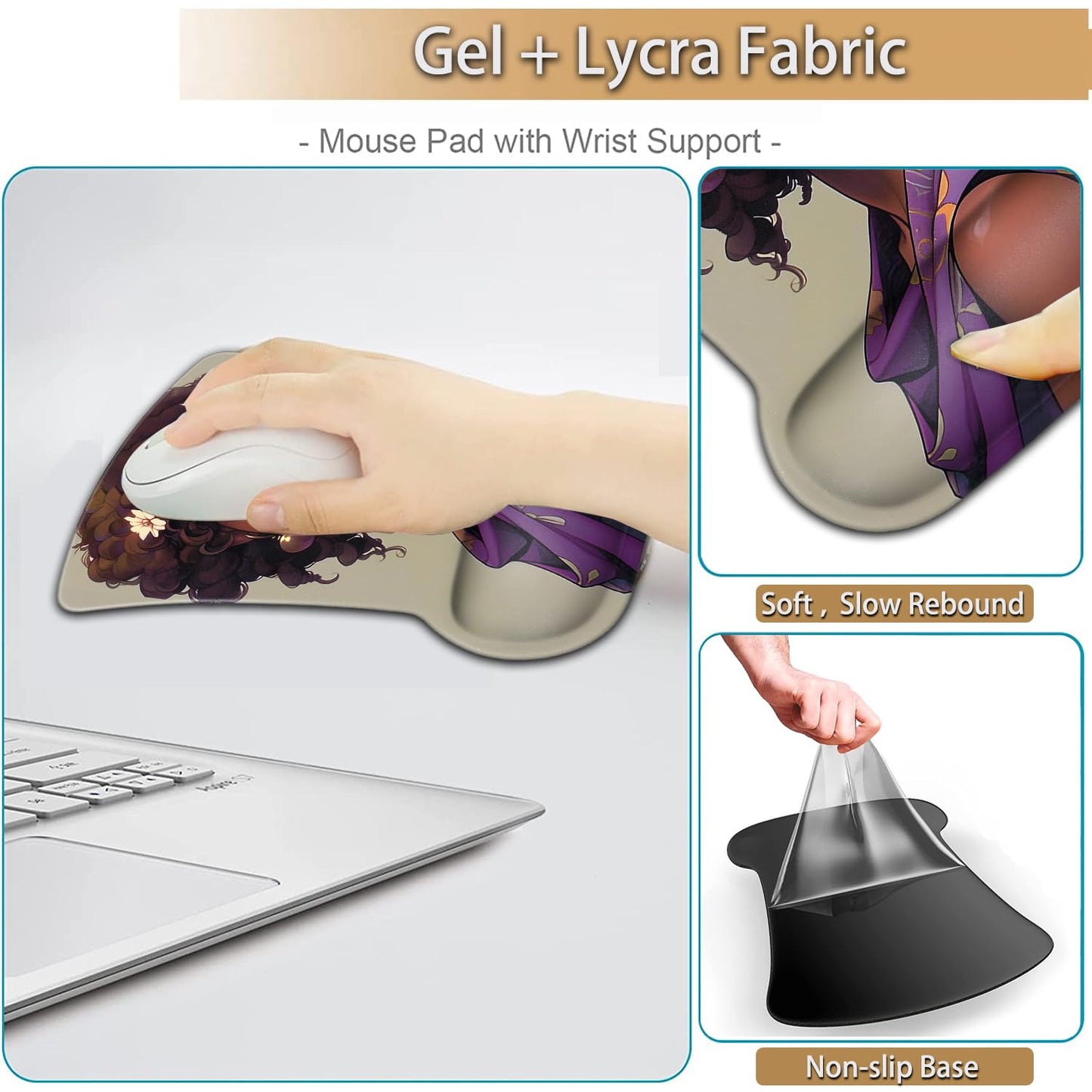 Keyboard Wrist Rest and Mouse Pad Wrist Support Set, Ergonomic Gel Mouse Pad with Non-Slip Base for