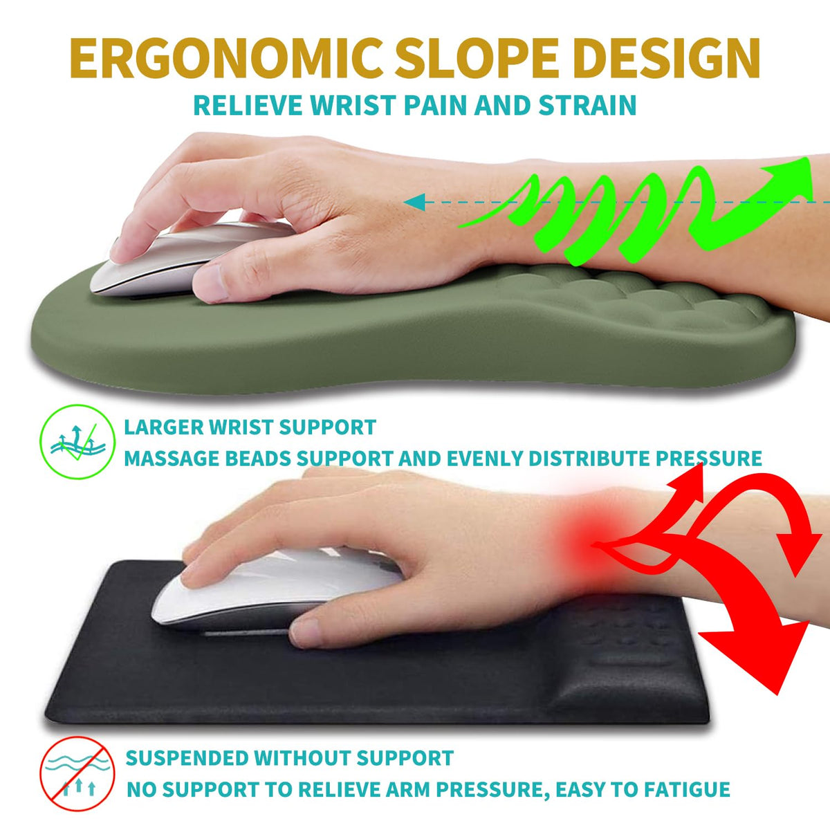 Hokafenle 2 in 1 Ergonomic Mouse Pad Wrist Support & Wrist Rest for Computer Keyboard Set, with