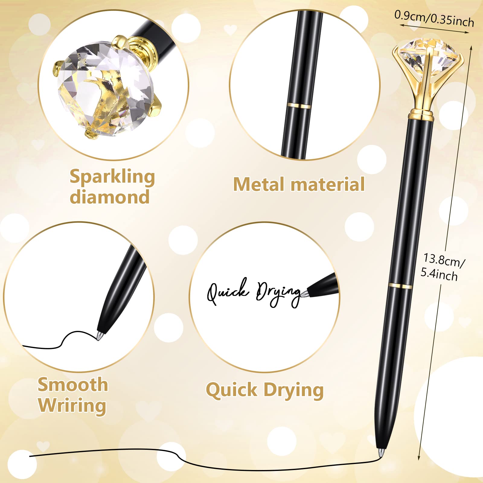 Yahenda 50 Pcs Christmas Gifts Diamond Pens Bridal Shower Ballpoint Pen Bulk Black Ink Bling