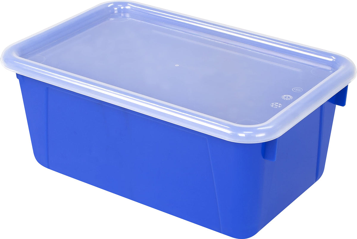Storex Small Cubby Bins – Plastic Storage Containers for Classroom with Non-Snap Lid, 12.2 x 7.8 x