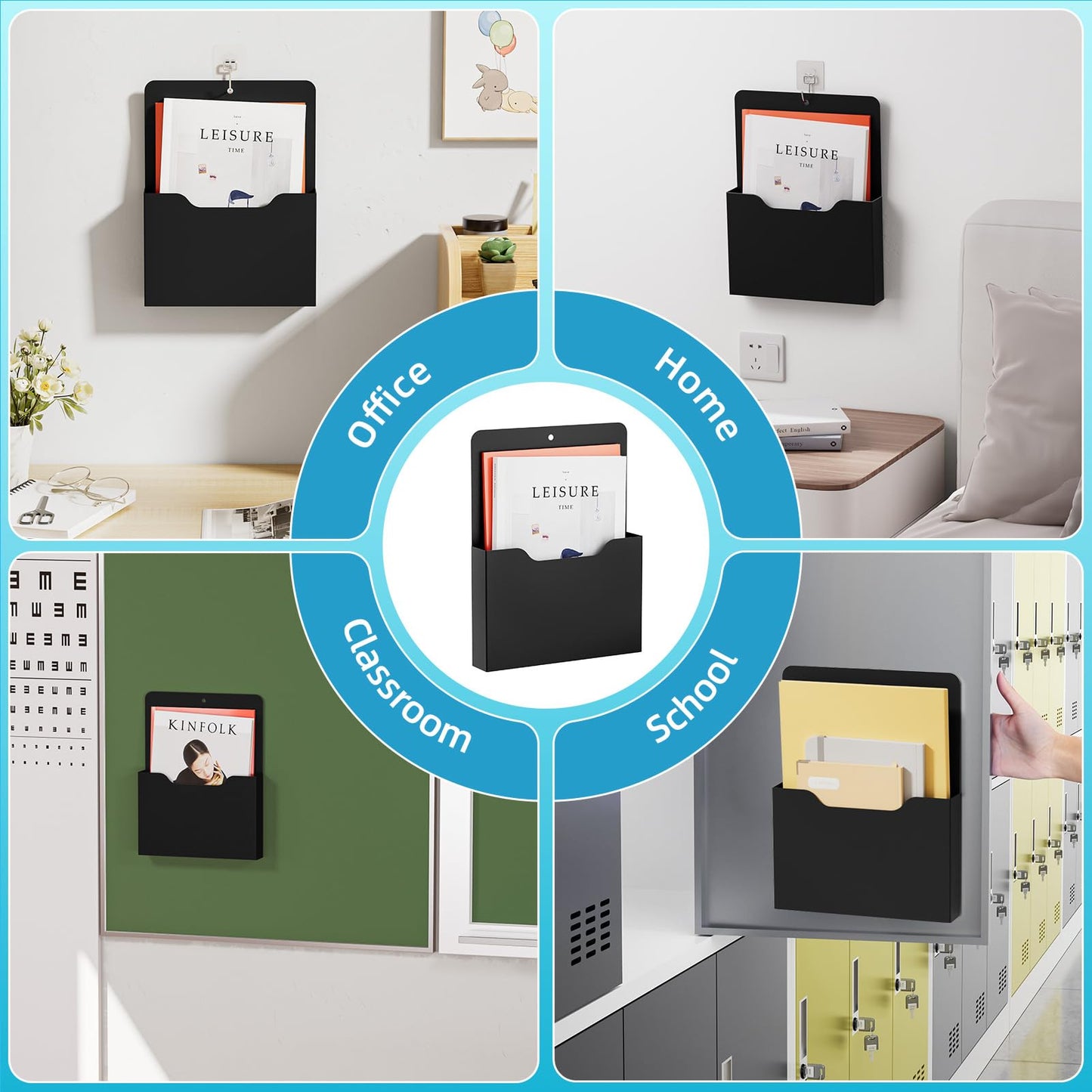 Marbrasse Magnetic File Holder - Magnetic Paper Holder, Pocket Organizer Office Supplies Storage
