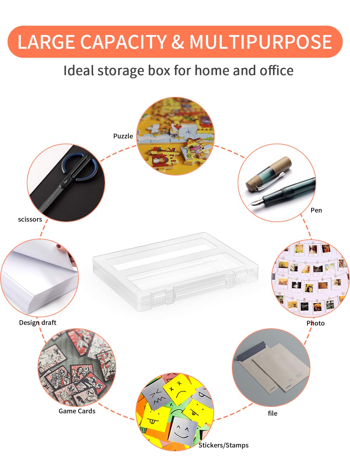 Denkee 8 Pack A4 Paper Organizer Box, Plastic Board Game Storage for Art Supplies 8.5" x 11" US