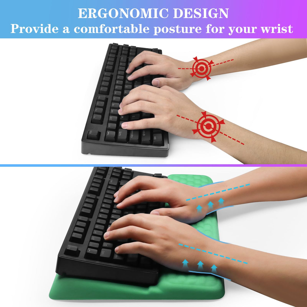Computer Keyboard Stand with Wrist Rest, Ergonomic Tilted Keyboard Holder - Keyboard Riser with