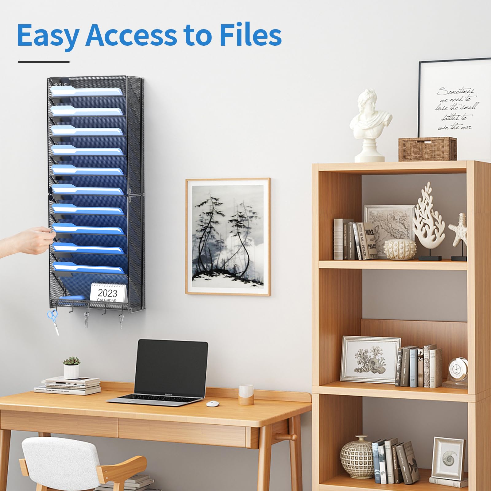 OUTWOLF 2Pack 12 Tier Hanging Wall File Organizer with Hooks, Vertical Wall Mount File Folder