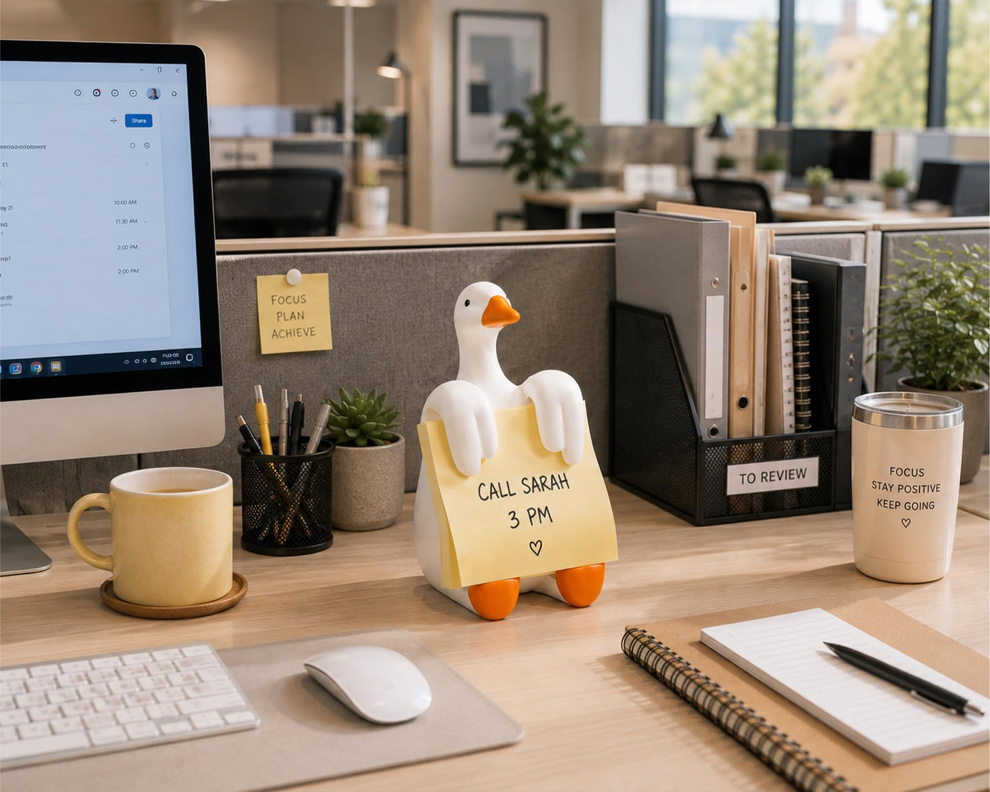 HORTIX Silly Goose Pop-Up Sticky Note Dispenser for 3 x 3 in Notes, Orange