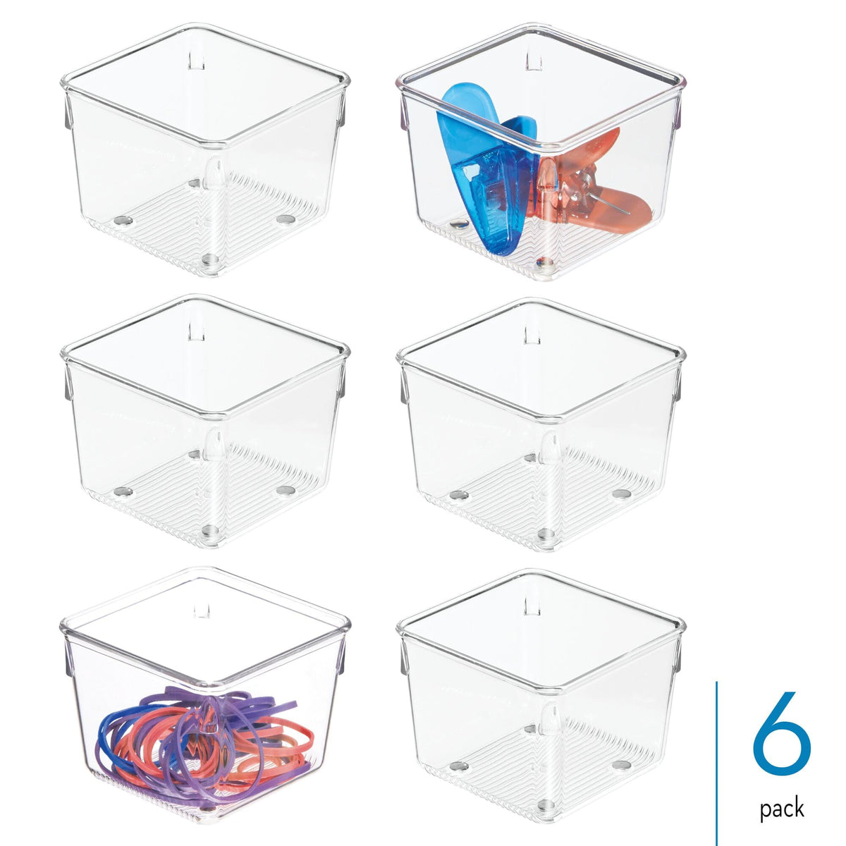 iDesign Plastic Drawer Organizer Bins, Set of 6, Clear
