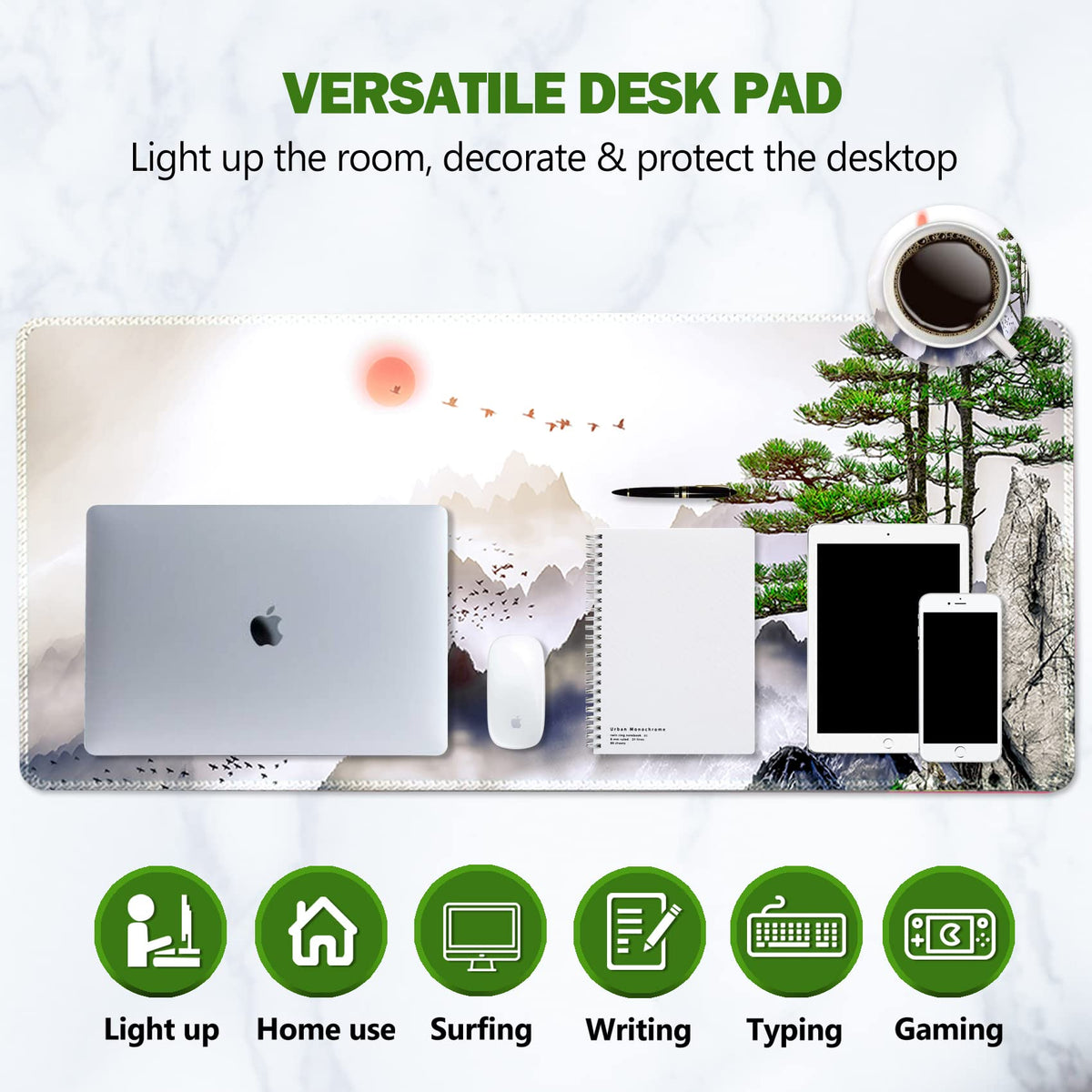 AIMSA Extended Gaming Mouse Pad, XL Large Keyboard Mouse Mat Desk Pad with Stitched Edges, Durable