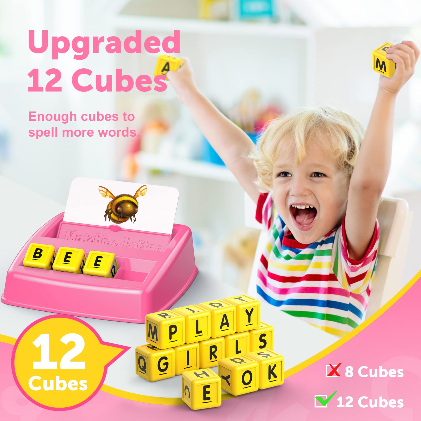 LIWIN LET'S GO! Toys for 3-8 Year Olds Girls, Matching Letter Spelling Games for Kids Ages 3-8