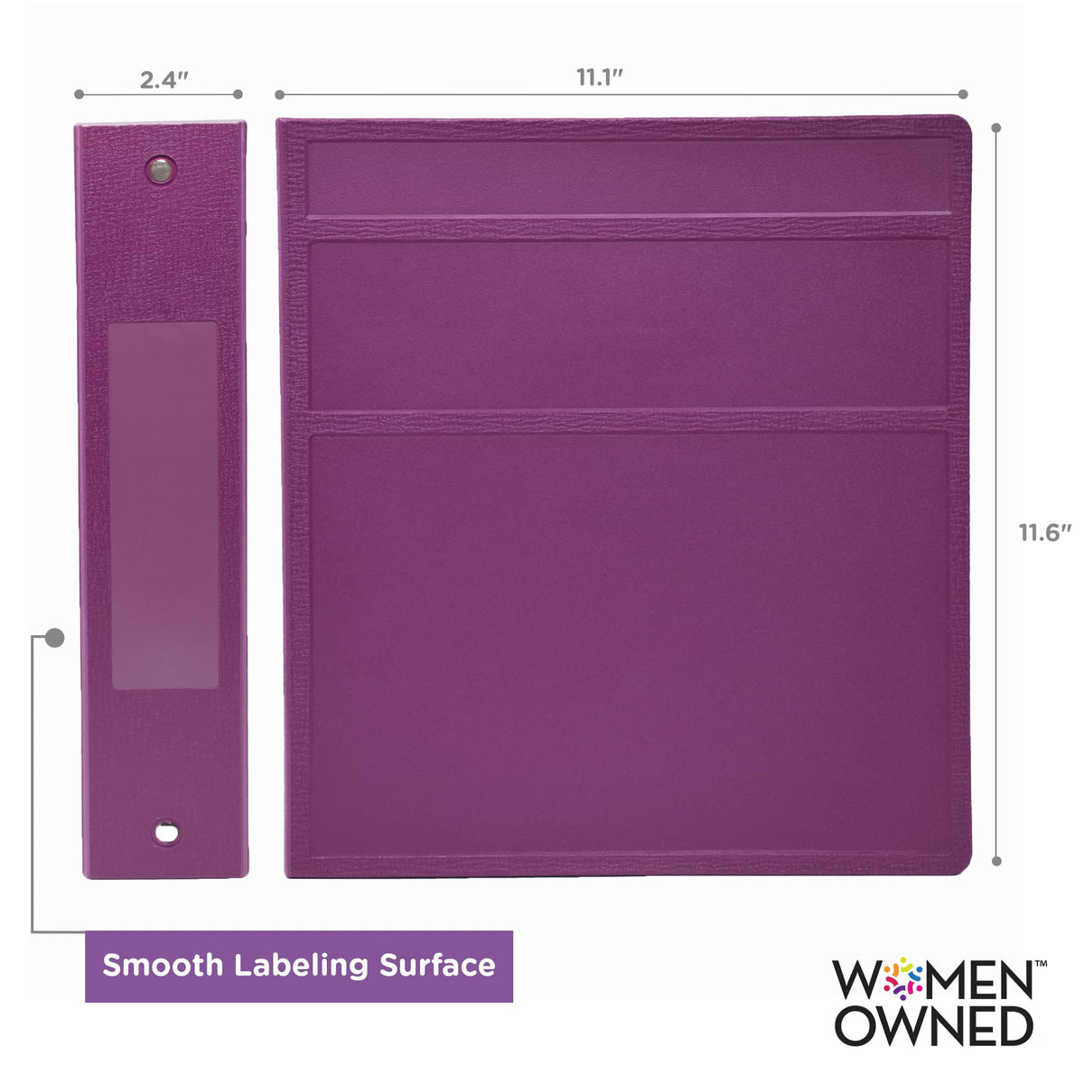 Carstens 2-Inch Heavy Duty 3-Ring Binder - Side Opening, Dewberry Purple, Durable Plastic