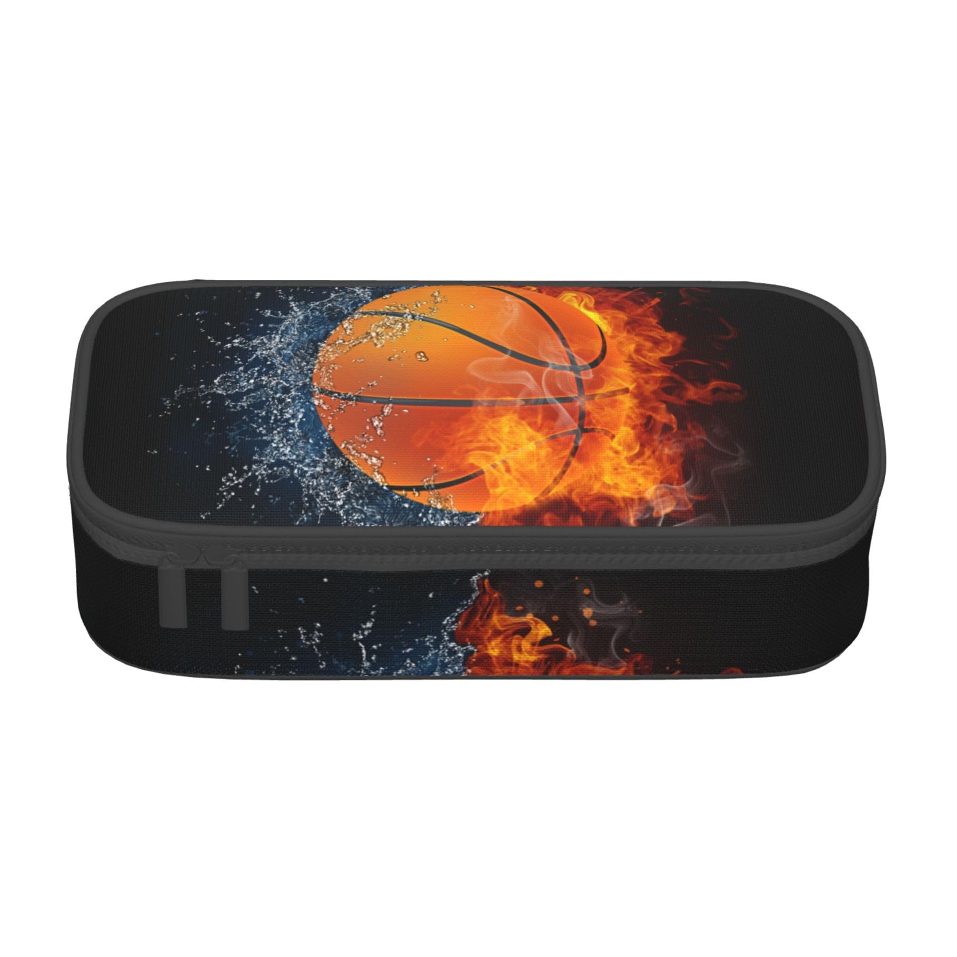Basketball Pencil Box Black Kids Pencil Case for Boys Youth, Big Capacity Canvas Pen Pouch Marker