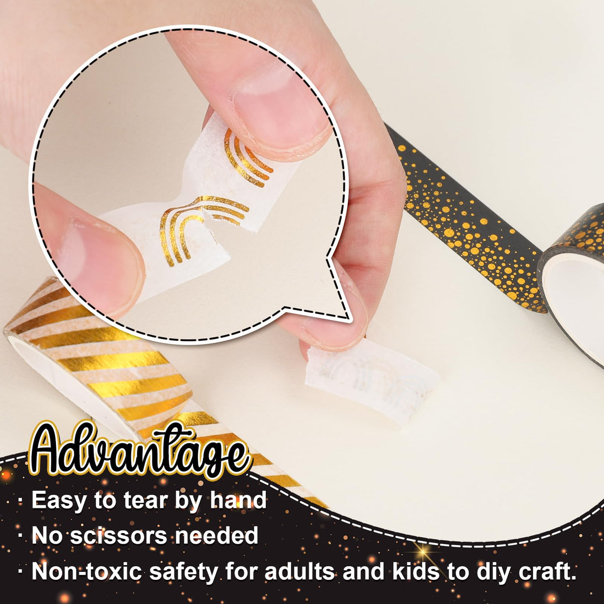 Whaline 12 Rolls Gold Foil Pattern Washi Tape Heart Dot Stripe Rainbow Masking Tape Set Decorative