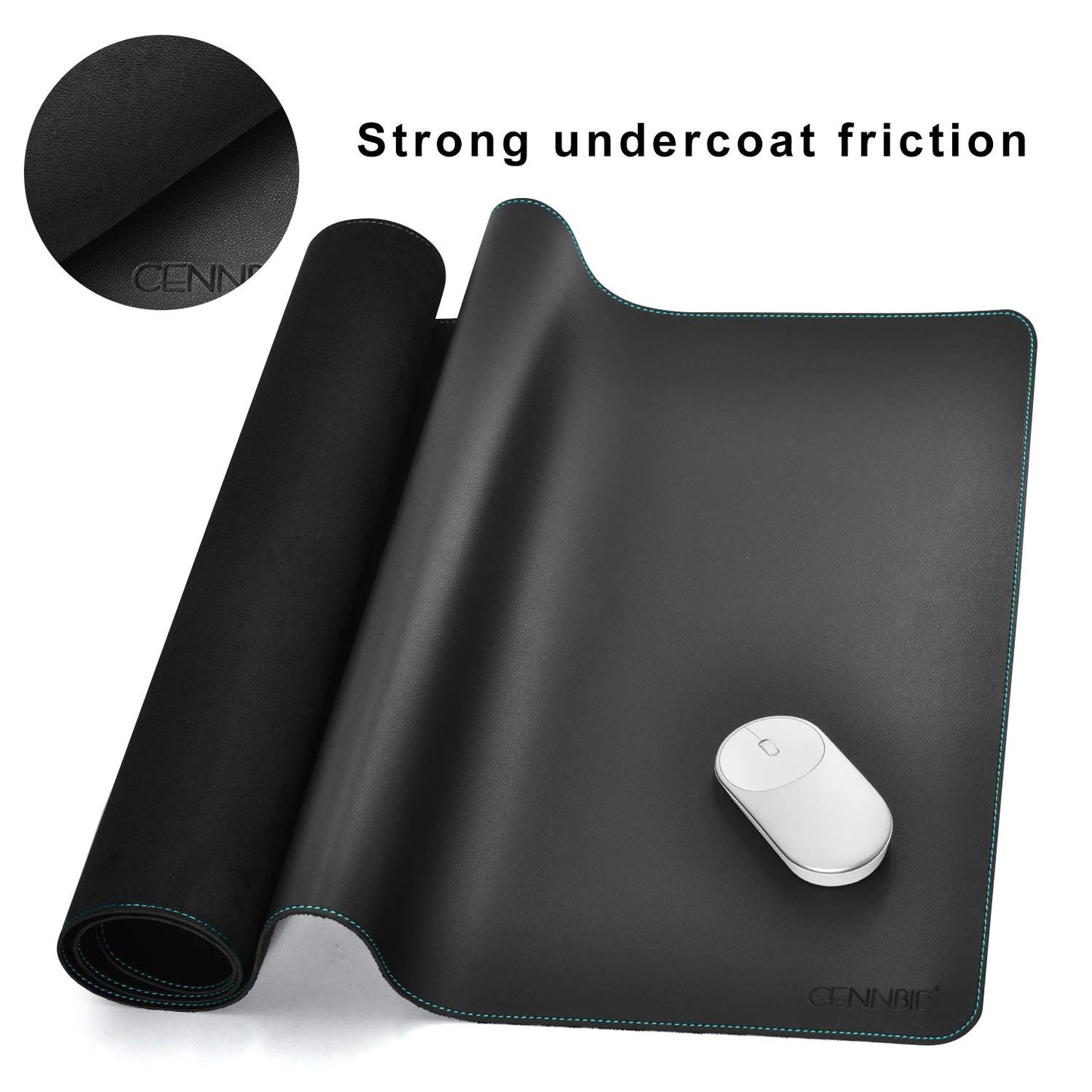 CENNBIE Leather Desk mat Protecter 47.2X19.6in Super Large(Black)
