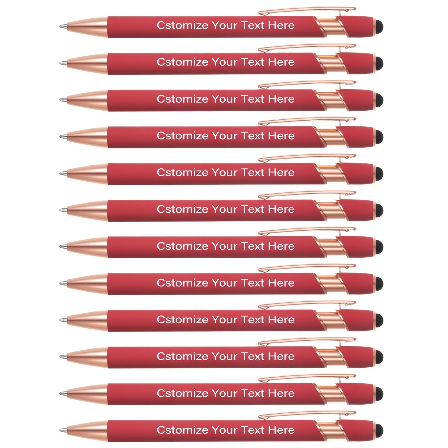 Kingluu 12 Pcs Personalized Ballpoint Pens with Stylus Tip,Free Engraving Black Ink Customized Pen