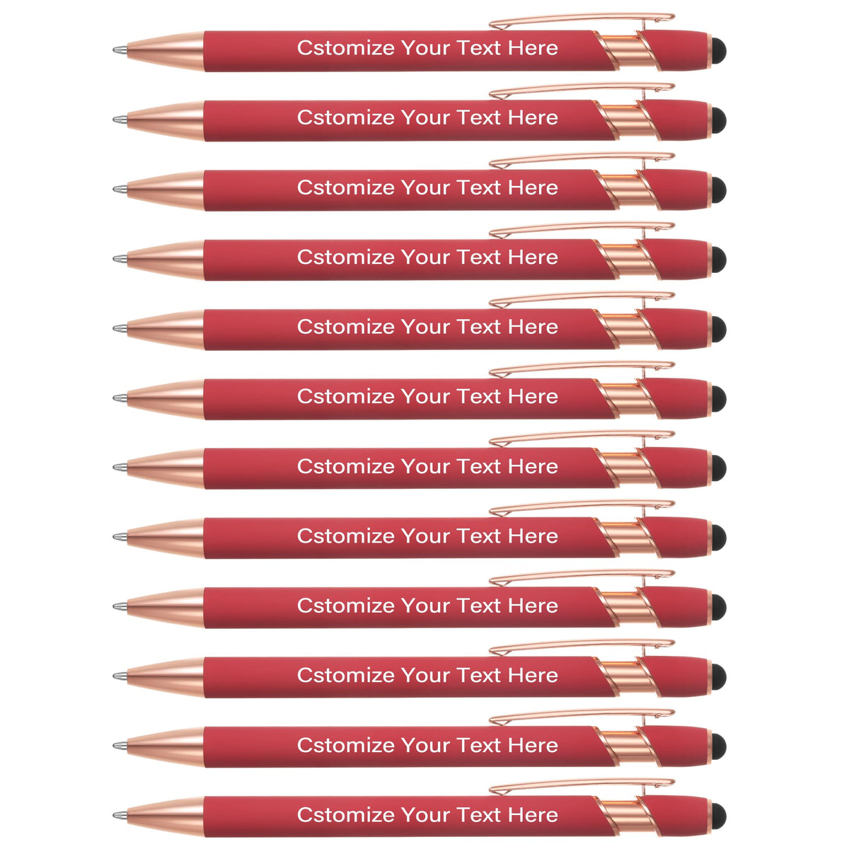 Kingluu 24 Pcs Personalized Ballpoint Pens with Stylus Tip,Free Engraving Black Ink Customized Pen