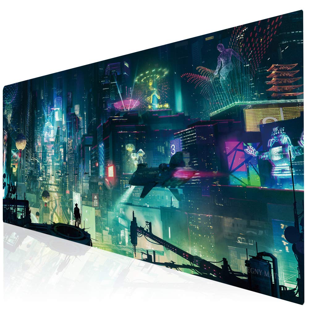 Imegny Extended Gaming Mouse Pad, Portable Mat for Keyboard & Mouse with Stitched Edges + Non-Slip