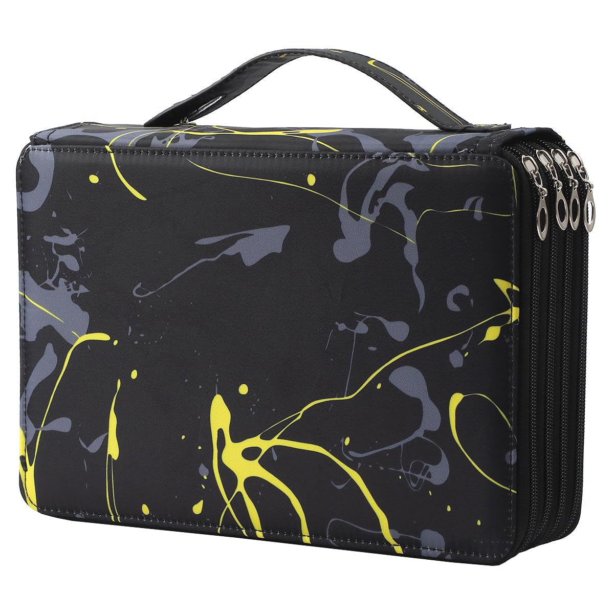 Lbxgap 200 Slots Canvas Pencil Case 4-Layer Zipped Holder w/Handle