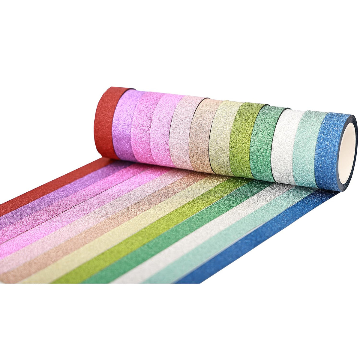 YUKUNTANG Glitter Washi Tape Set, 12 Rolls, 15mm x 66 Yards, Metallic Foil Sparkle Decorative Craft