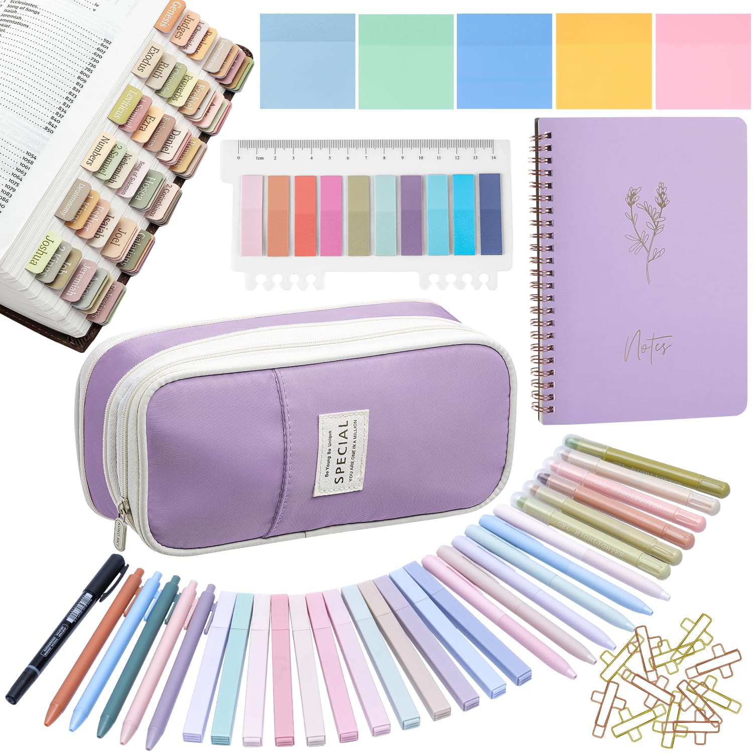 KOPKOFT Bible Study Supplies, Bible Journaling Kit for Women with Journal, Pen Case, Tabs