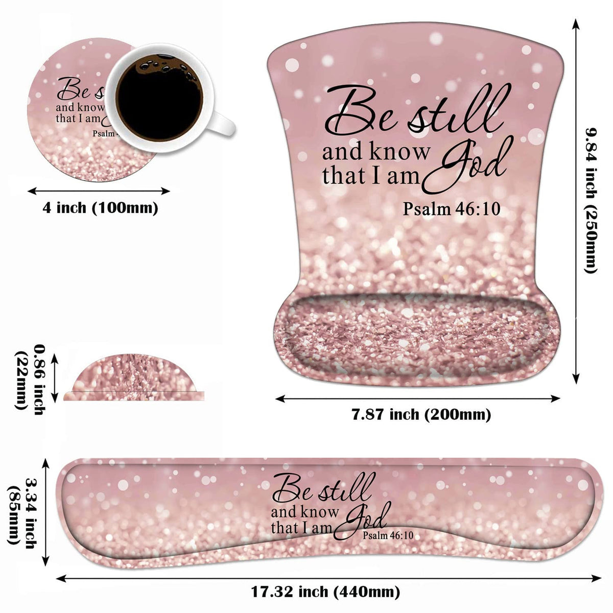 Keyboard Wrist Rest and Mouse Wrist Rest Pad Set with Coasters, Ergonomic Support, Non-Slip PU