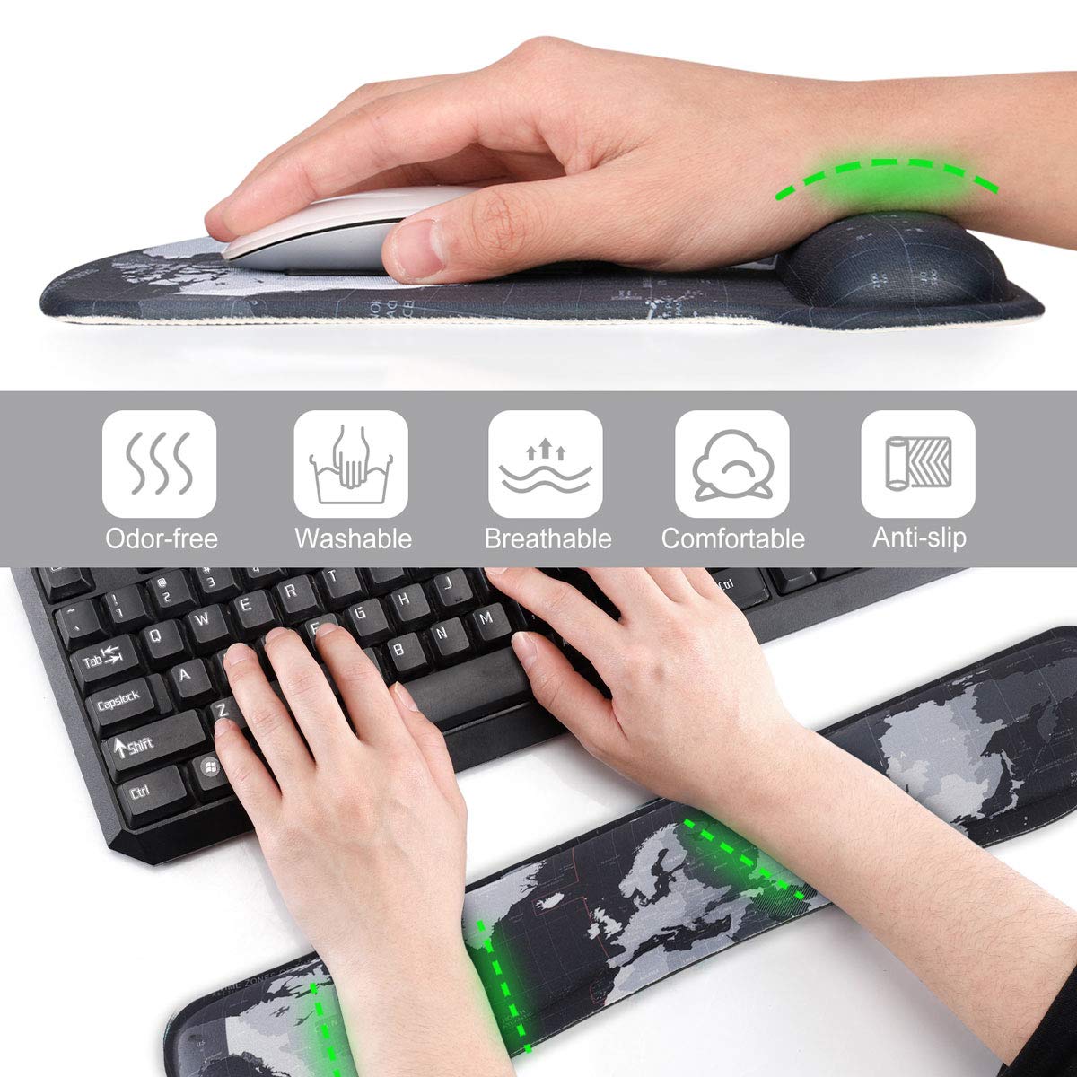 ToLuLu Keyboard Wrist Rest Pad Ergonomic Mouse Pad Set, Mouse Pad for Computer Laptop, Non Slip