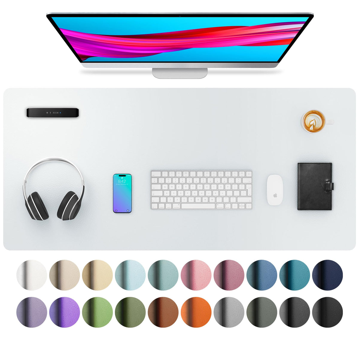 Aothia Leather Desk Pad Protector, Mouse Pad, Office Desk Mat, Non-Slip PU Leather Desk Blotter