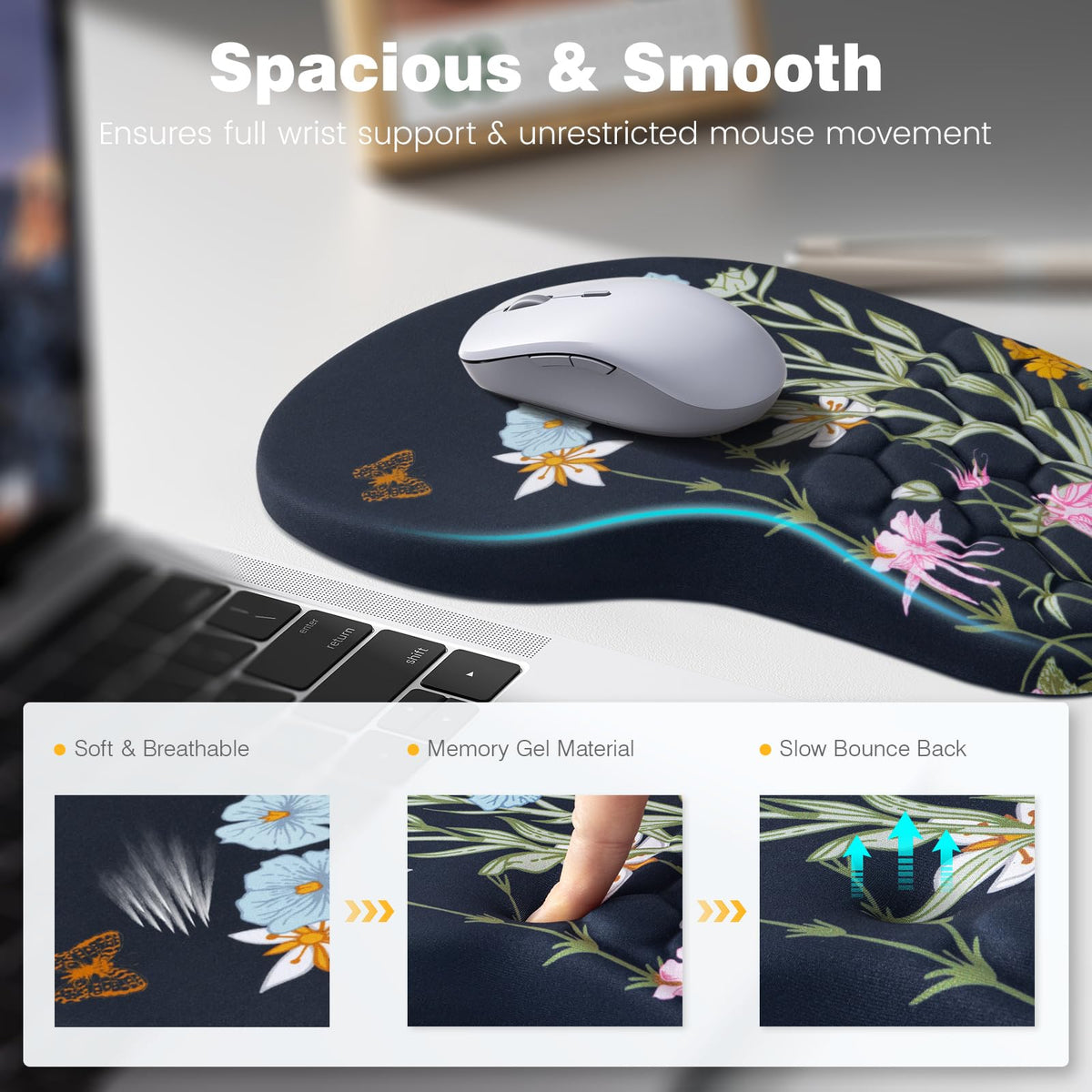 Ospelelf Ergonomic Mouse Pad and Keyboard Stand Wrist Rest Set, Memory Foam Comfort, Pain Relief