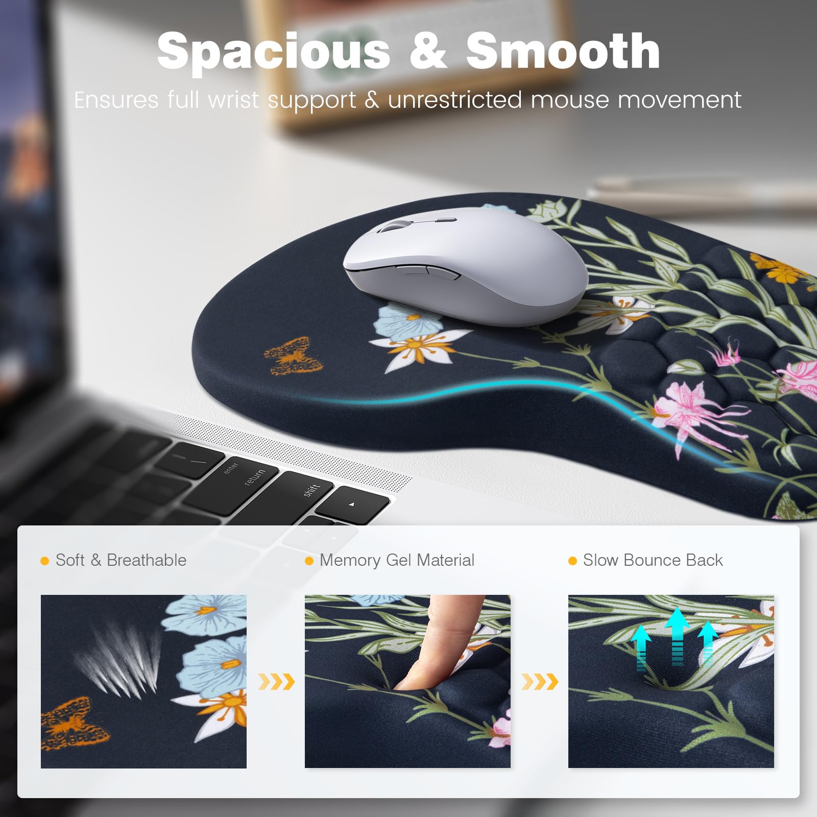 Ospelelf Ergonomic Mouse Pad and Keyboard Stand Wrist Rest Set, Memory Foam Comfort, Pain Relief