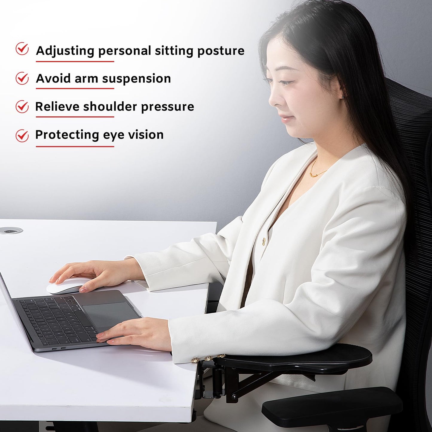 Hovadova Computer Arm Rest for Desk, 180° Swivel and 90° Foldable, Black