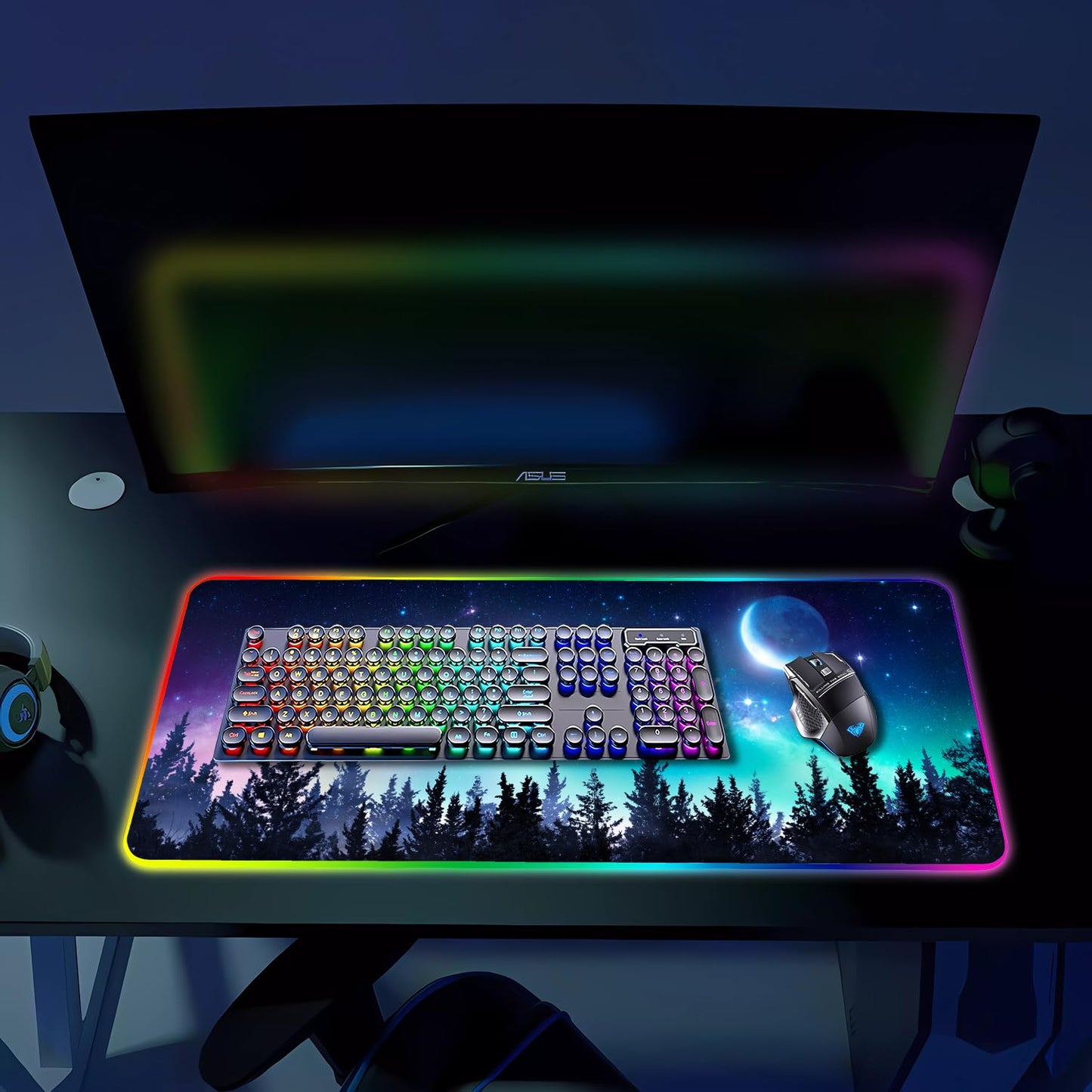 Armanza RGB Gaming Mouse Pad, Large Mousepad with Led Light, Gaming Accessories Keyboard Pad for