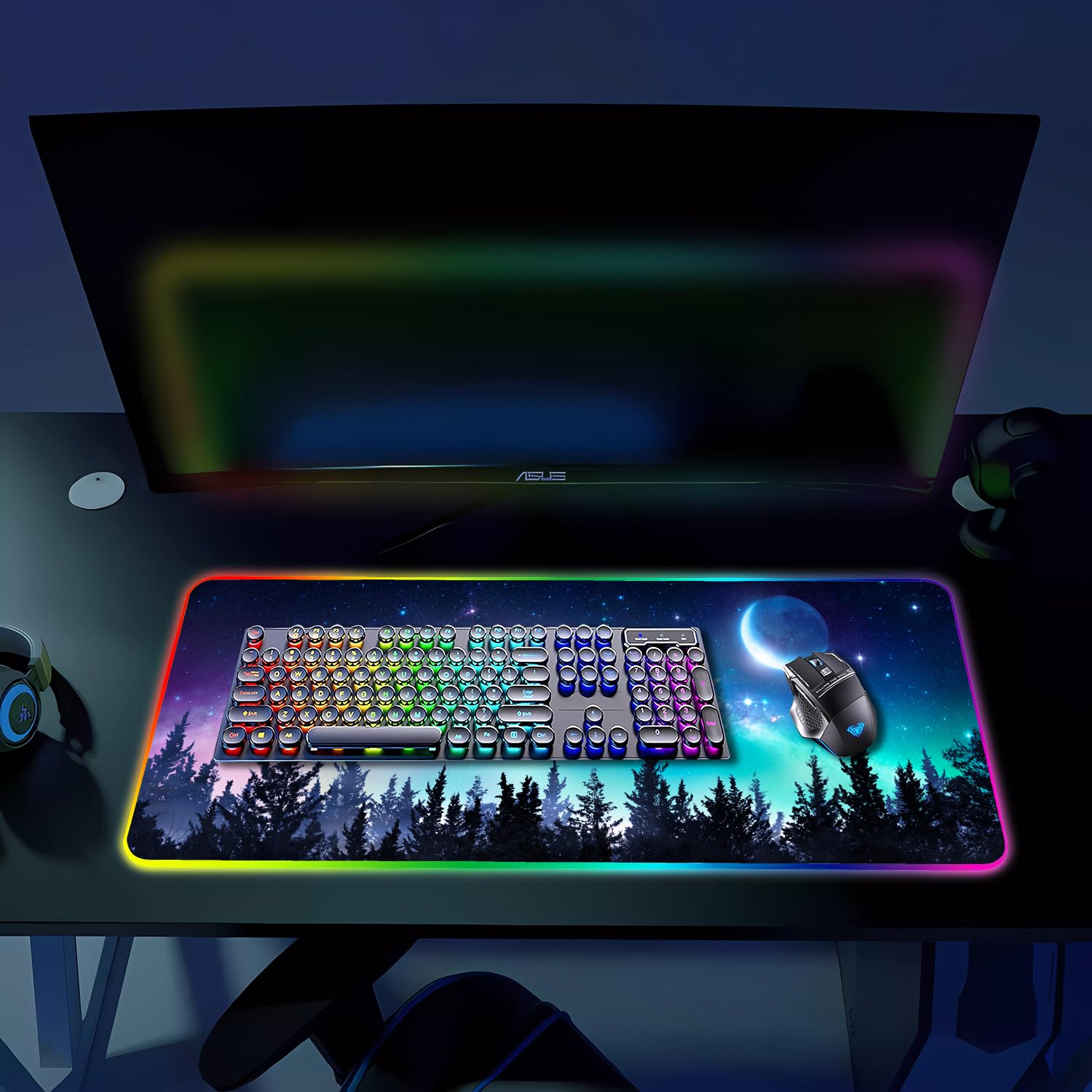Armanza RGB Gaming Mouse Pad, Large Mousepad with Led Light, Gaming Accessories Keyboard Pad for