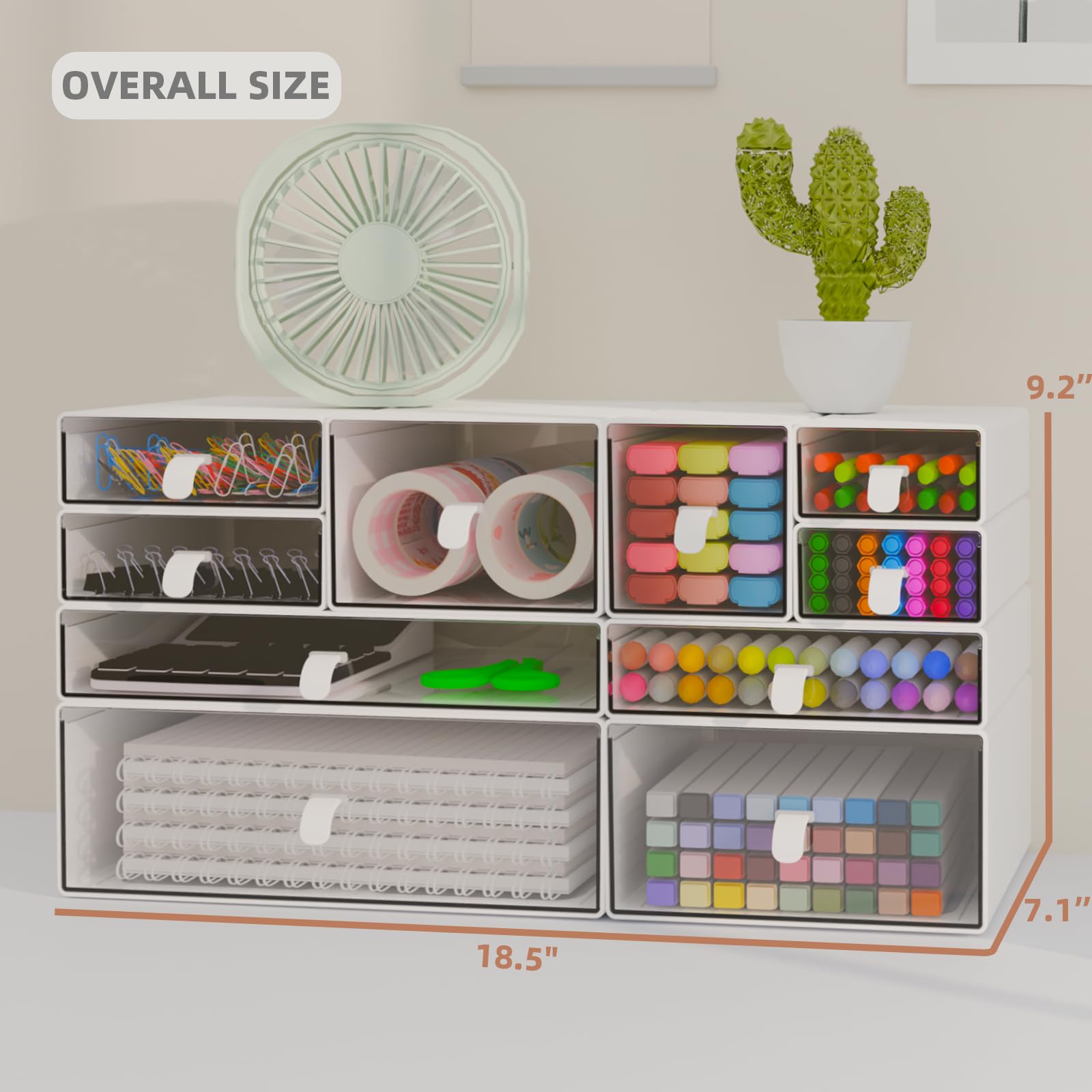 Yashong White & Clear 10-Drawer Stackable Desk Organizer Storage Set